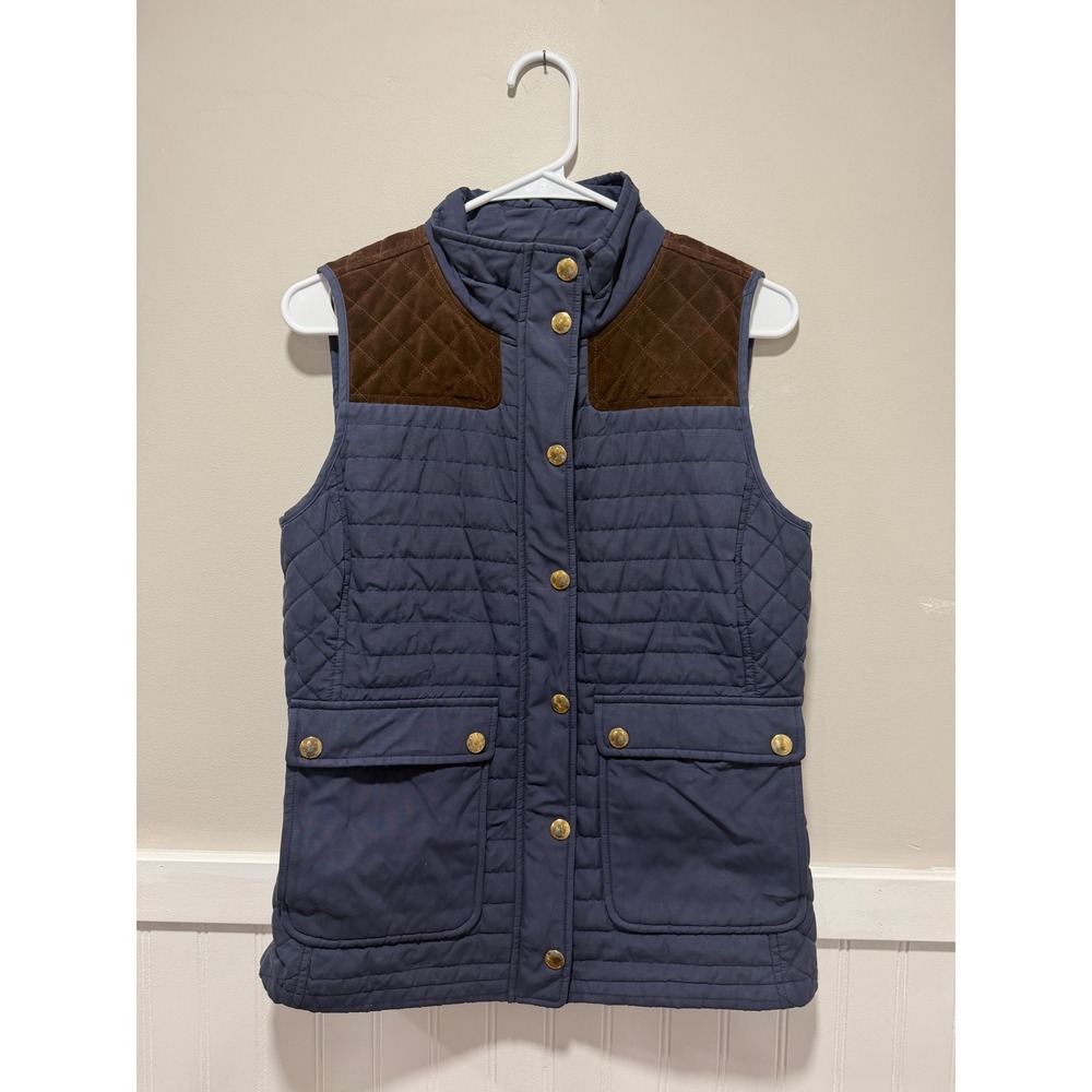 Vineyard Vines Quilted Vest Preppy Blue Fall Women Size XS